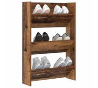 Wall Shoe Cabinet Old Wood Engineered Wood 2-Shelf Matte 9.9kg Slim Wall-Mounted