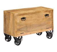 vidaXL Solid Mango Wood Shoe Cabinet with 4 Casters Home Footwear Rack Organiser Storage Unit Hall Bench Stand Furniture