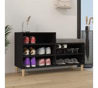 Shoe Cabinet Black 102x36x60cm Engineered Wood 5-Tier Wooden Legs WallAnchor Fix