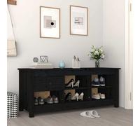 (Black) vidaXL Solid Wood Pine Shoe Cabinet Hallway Shoe Storage Rack Multi Colours