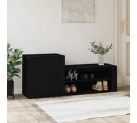 vidaXL Shoe Cabinet - Black, Engineered Wood, Stylish Hall Storage, Ample Space, Convenient Door, Decorative Top, Easy Assembly