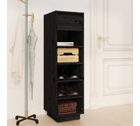 vidaXL Shoe Cabinet Black 30x34x105 cm Solid Wood Pine
