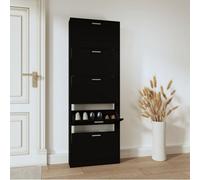 vidaXL Shoe Cabinet Black 59x17x169 cm Engineered Wood, Black