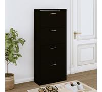vidaXL Shoe Cabinet Black 63x24x147 cm Engineered Wood