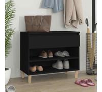 vidaXL Shoe Cabinet Black 70x36x60 cm Engineered Wood UK