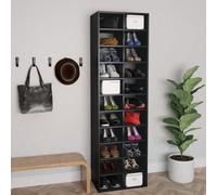 Vidaxl Shoe Cabinet Black 54X34X183 Cm Engineered Wood Shoe Cabinets