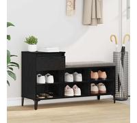 Shoe Cabinet Black Oak 102x36x60cm Engineered Wood Metal Legs 1 Drawer 6CptsTop