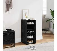 Shoe Cabinet Black Oak 32x35x70cm Engineered Wood 5-Shelf 2-Door Slim Storage UK