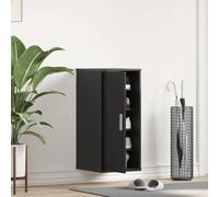 Shoe Cabinet Black Oak Engineered Wood 32x35x70 cm Slim 5-Shelf Storage Compact
