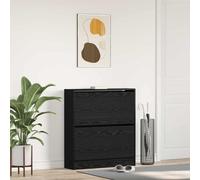 Vidaxl Shoe Cabinet Black Oak 80 X 21 X 87.5 Cm Engineered Wood
