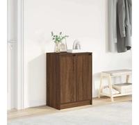 Shoe Cabinet Brown Oak 57x34x76 cm Engineered Wood 2 Doors 8 Shelves Space Saver