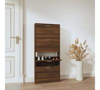 Vidaxl Shoe Cabinet Brown Oak 59X17X150 Cm Engineered Wood