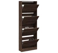Shoe Cabinet Brown Oak Engineered Wood 60x21x163.5cm Slim Storage Cupboard Hall
