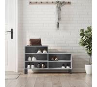 Shoe cabinet Concrete grey 102x36x60 cm Engineered wood with metal legs compact