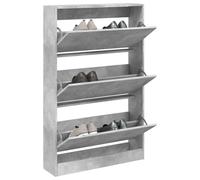 (concrete grey, 80 x 21 x 125.5 cm) vidaXL Shoe Cabinet with 4 Flip-Drawers Shoe Storage Shelf Shoe Rack Cupboard