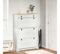 vidaXL Shoe Cabinet Corona White 99 x 32 x 138 cm Solid Pine Wood