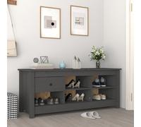 vidaXL Shoe Cabinet Grey 110x38x45.5 cm Solid Wood Pine