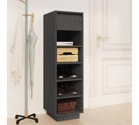 vidaXL Shoe Cabinet Grey 30x34x105 cm Solid Wood Pine UK