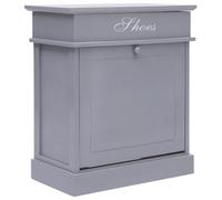 vidaXL Shoe Cabinet Grey 58cm Paulownia Wood Footwear Rack Storage Organiser