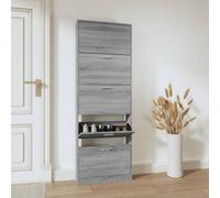 Vidaxl Shoe Cabinet Grey Sonoma 59X17X169 Cm Engineered Wood