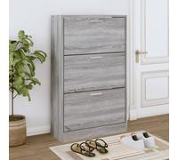 vidaXL Grey Sonoma Shoe Cabinet, Engineered Wood, Equipped with 3 Drawers, Modern Design, Suitable for Various Areas, Size - 63x24x103 cm