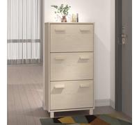 vidaXL Shoe Cabinet HAMAR Honey Brown 59.5x35x117 cm Solid Wood Pine UK HOT