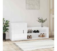 vidaXL Shoe Cabinet High Gloss White 130x35x54 cm Engineered Wood UK HOT