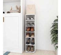 vidaXL Shoe Cabinet High Gloss White 27.5x27x102 cm Engineered Wood UK HOT