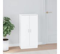Shoe Cabinet High Gloss White 55x35x108 cm Engineered Wood Aluminium 7-Tier Slim