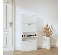 Vidaxl Shoe Cabinet High Gloss White 59X17X150 Cm Engineered Wood