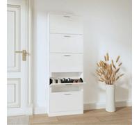 Vidaxl Shoe Cabinet High Gloss White 59X17X169 Cm Engineered Wood