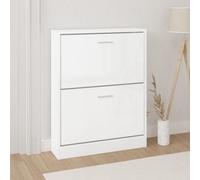 Vidaxl Shoe Cabinet High Gloss White 59X17X81 Cm Engineered Wood