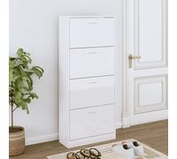 vidaXL Shoe Cabinet High Gloss White 63x24x147 cm Engineered Wood