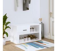 vidaXL Shoe Cabinet High Gloss White 80x35x45 cm Engineered Wood UK GF0