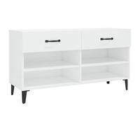 vidaXL Shoe Cabinet High Gloss White Engineered Wood Shoe Storage Cupboard