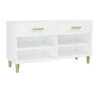 vidaXL Shoe Cabinet High Gloss White Engineered Wood Shoe Storage Cupboard