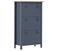 vidaXL Shoe Cabinet Hill Grey 72x35x124 cm Solid Pine Wood UK HOT