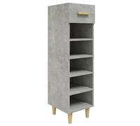 vidaXL Shoe Cabinet in Concrete Grey - Engineered Wood Shoe Organizer with Shelves and Drawer, Ideal for Hallway or Dormitory - Scandinavian Style, Compact and Trendy