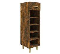 vidaXL Shoe Cabinet in Smoked Oak - Scandinavian Style, Engineered Wood, Compact Design with Multiple Shelves and Drawer, Easy Assembly