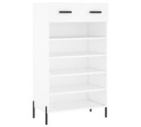 vidaXL Shoe Cabinet in White Engineered Wood - 1 Drawer and 5 Open Compartments for Shoe Storage - Iron Feet for Stability