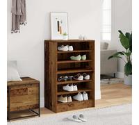 Shoe Cabinet Old Wood 60x35x92 cm Engineered Wood 5-Shelf 2-Door Entry Hall Unit