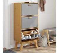 vidaXL Shoe Cabinet OLDEN Grey and Brown 55x35x120cm Solid Wood Pine