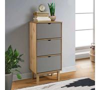 Vidaxl Shoe Cabinet Otta With 3 Drawers Brown&grey Solid Wood Pine