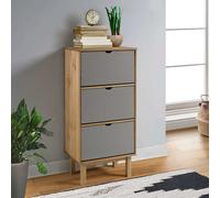 vidaXL Shoe Cabinet OTTA with 3 Drawers Brown&Grey Solid Wood Pine