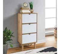 vidaXL Shoe Cabinet OTTA with 3 Drawers Brown&White Solid Wood Pine UK NEW