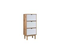 vidaXL Shoe Cabinet OTTA with 3 Drawers Shoe Storage Rack Organiser Cupboard Shelf Stand Holder Storage Unit Cabinet Brown and White Solid Wood Pine