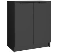 vidaXL Shoe Cabinet in Industrial style, Black Engineered Wood, Dual-door Shoe Storage Rack with Ample Storage Space and Stable Top for Decor Display, Easy Assembly Required