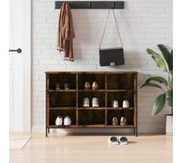 vidaXL Shoe Cabinet Smoked Oak 100x35x70 cm Engineered Wood UK NEW