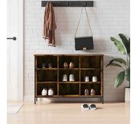 vidaXL Shoe Cabinet Smoked Oak 100x35x70 cm Engineered Wood UK