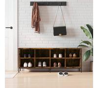vidaXL Shoe Cabinet Smoked Oak 131x35x50 cm Engineered Wood UK HOT